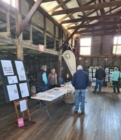 The display set up by the Centre's volunteers inside the old Yarralumla woolshed